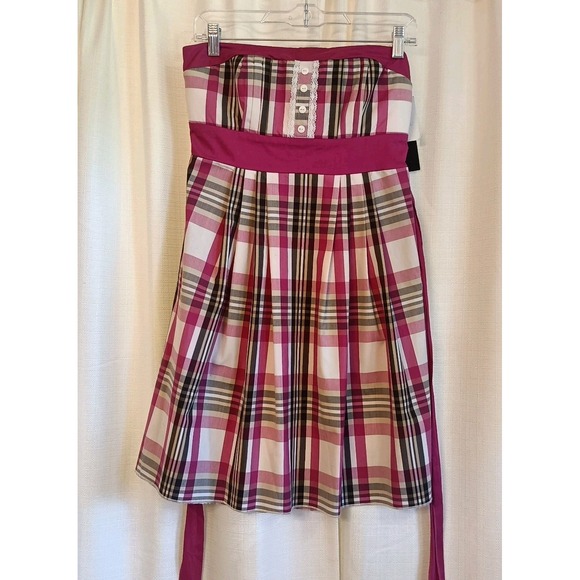 NWT My Michelle Women's Juniors Size 5 Summer Sleeveless Pink Plaid A-line Dress - Picture 1 of 8